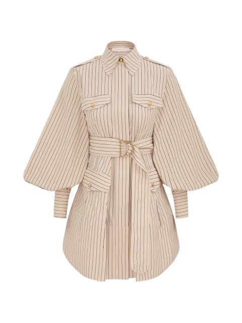 ZIMMERMANN Memento Utility striped belted-waist mini dress - Neutrals - zdjęcie produktu nr 1