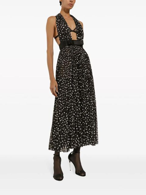 Dolce & Gabbana polka dot-print halterneck dress - Black