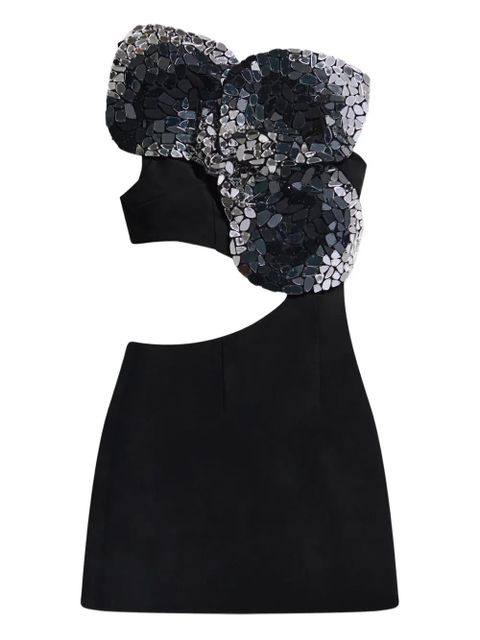 AREA embroidered cut-out mini dress - Black - zdjęcie produktu nr 1