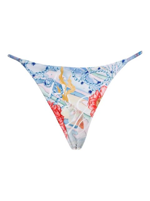 Agua By Agua Bendita crystal-embellished floral bikini bottoms - Blue - zdjęcie produktu nr 2