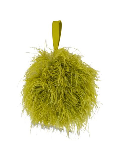 Ferragamo mini Double Gancini ostrich-feather clutch bag - Green