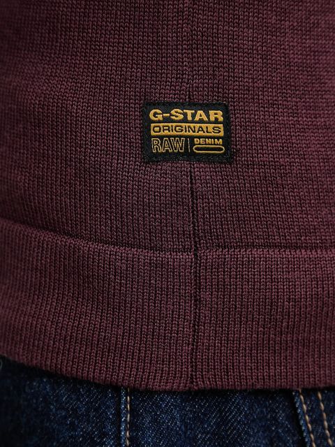 G-Star sweter wełniany 0 damski kolor bordowy lekki z golfem D27713.B692