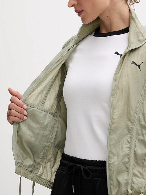 Puma kurtka kolor zielony przejściowa oversize 632148