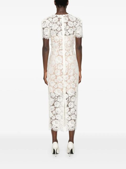 Self-Portrait fine-lace midi dress - White