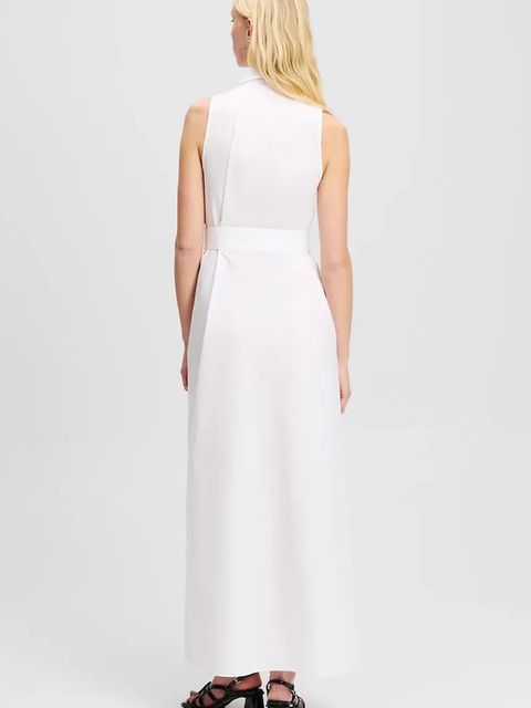 Karl Lagerfeld sukienka bawełniana kolor biały maxi prosta A2W13004