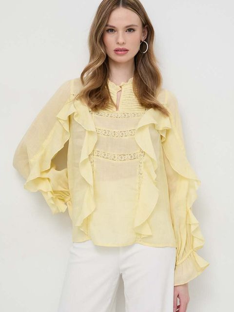 Twinset bluzka damska kolor żółty gładka