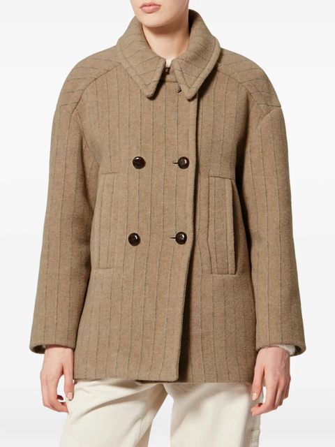 ISABEL MARANT pinstripe double-breasted fiby coat - Neutrals - zdjęcie produktu nr 2