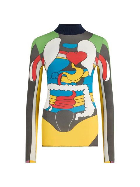 Jean Paul Gaultier body map print long-sleeved top - Grey - zdjęcie produktu nr 1