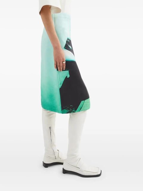 Jil Sander printed satin skirt - Green