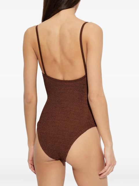 Hunza G Mia beaded crinkle swimsuit - Brown