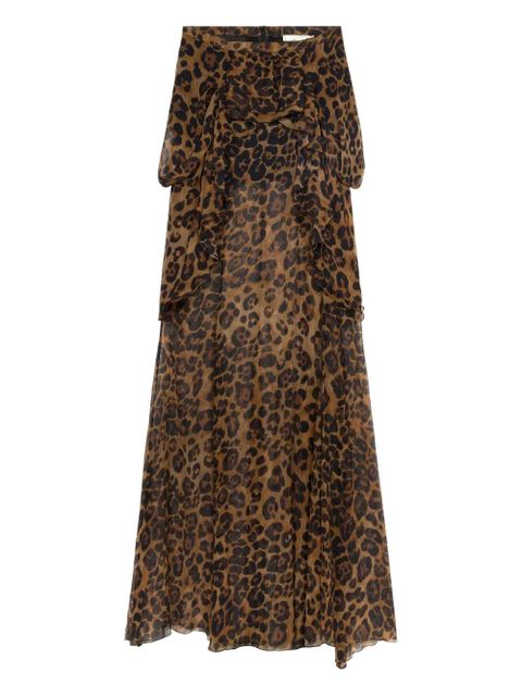 Blumarine printed ruffled-detail skirt - Brown - zdjęcie produktu nr 1