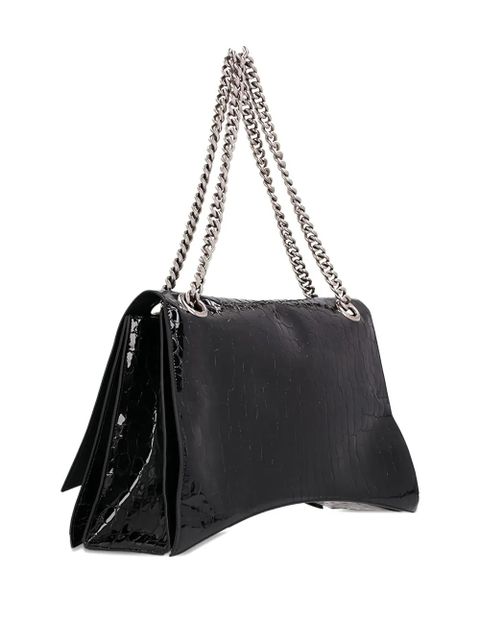 Balenciaga large Crush crocodile-effect shoulder bag - Black
