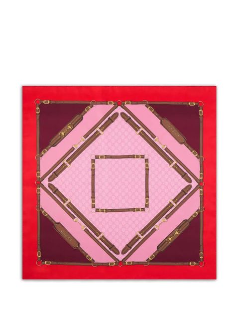 Gucci geometric-print silk scarf - Red - zdjęcie produktu nr 1