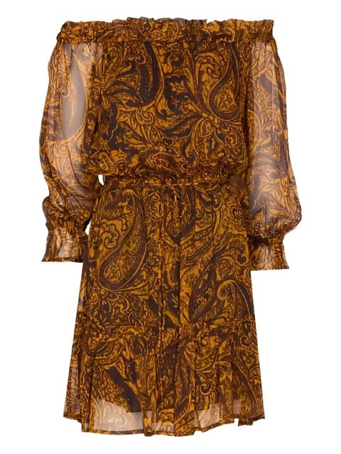 PINKO paisley-print off-shoulder midi dress - Yellow - zdjęcie produktu nr 1