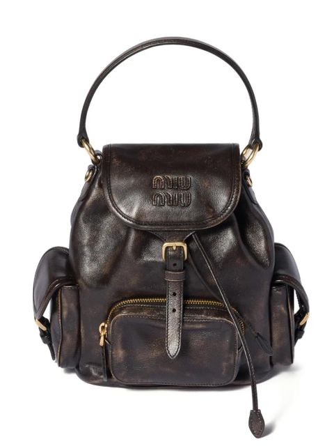Miu Miu medium leather backpack - Brown - zdjęcie produktu nr 1