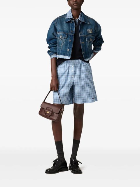 Miu Miu checked poplin boxer shorts - Blue - zdjęcie produktu nr 2