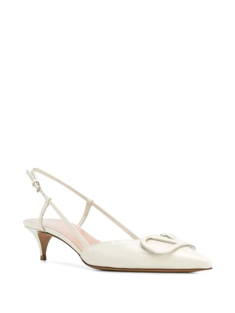 Valentino Garavani 40mm VLogo Signature leather slingback pumps - Neutrals - zdjęcie produktu nr 2
