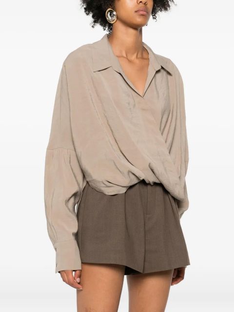 Eleh wrap-effect cotton blouse - Neutrals - zdjęcie produktu nr 2