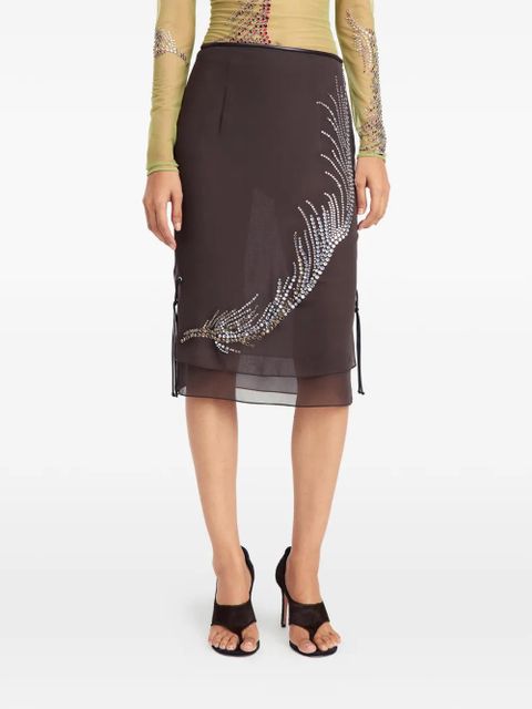 16Arlington Merrow embellished midi skirt - Brown
