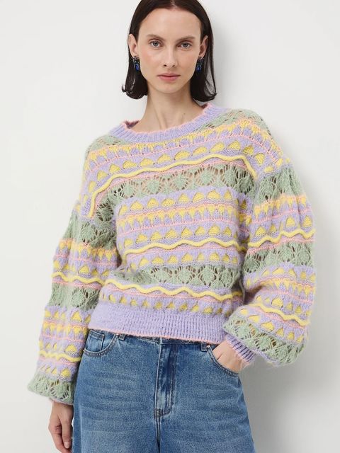 Medicine sweter z domieszką wełny damski kolor multicolor ciepły - zdjęcie produktu nr 1