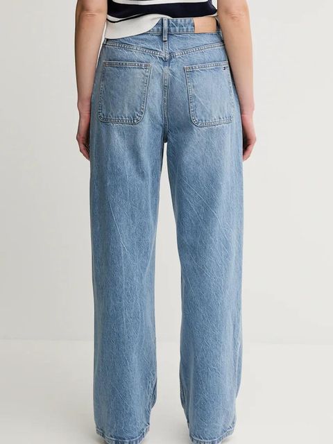 Tommy Hilfiger jeansy z domieszką lnu damskie kolor niebieski WW0WW46792