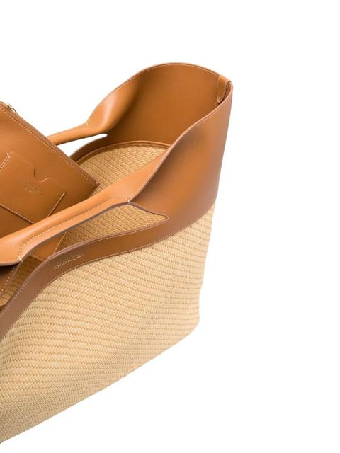 Alexander McQueen The Bow straw-woven tote bag - Neutrals