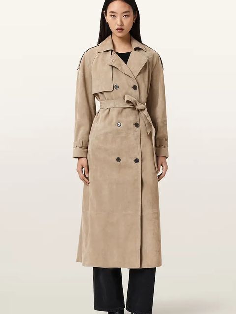 AllSaints trencz damski zamszowy REED SUEDE - zdjęcie produktu nr 1