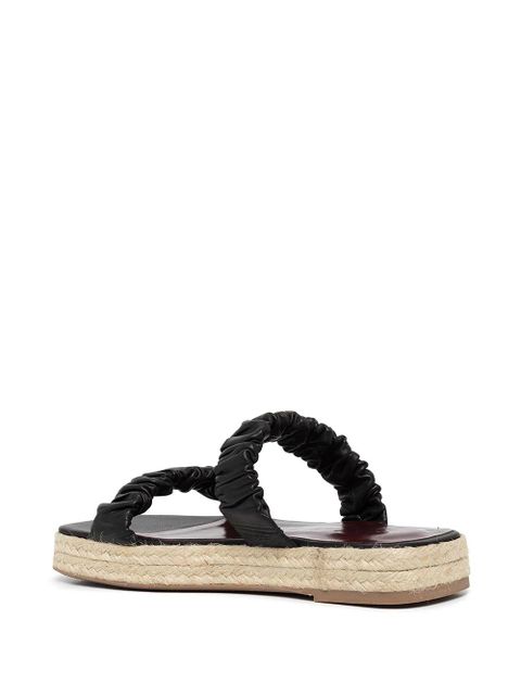 STAUD Maya open-toe leather slides - Black