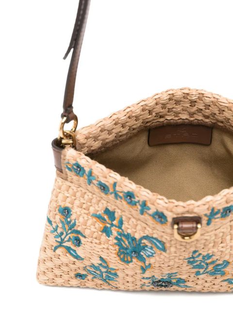 ETRO floral-embroidered clutch bag - Neutrals