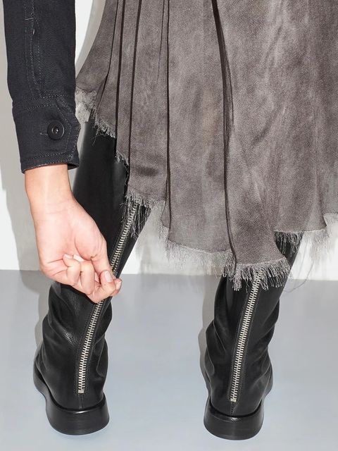 Miista kozaki skórzane Ebba damskie kolor czarny na płaskim obcasie MI_5599