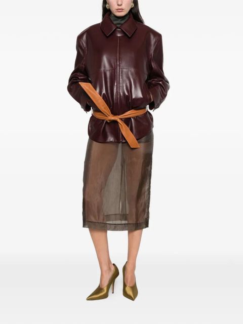 Saint Laurent zip-up leather coat - Red - zdjęcie produktu nr 2