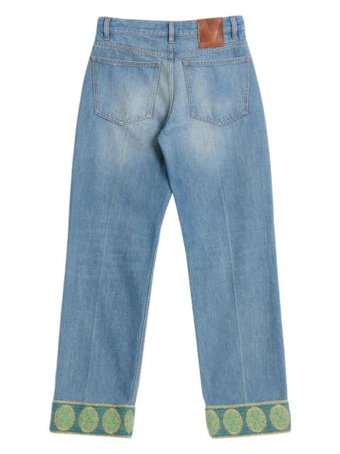 Valentino Garavani jacquard-trim jeans - Blue