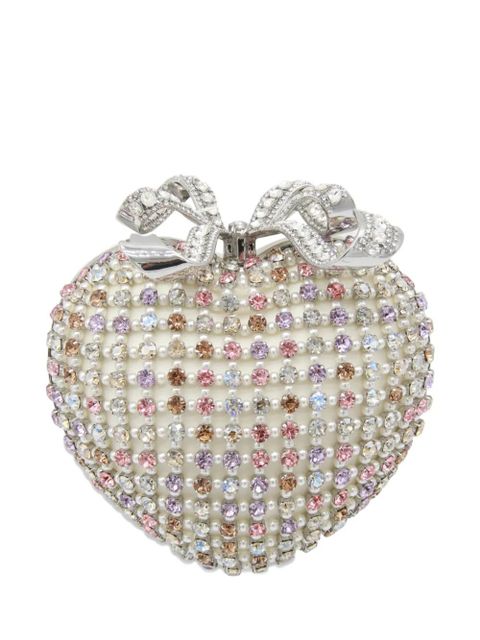 Self-Portrait crystal-embellished clutch bag - Silver