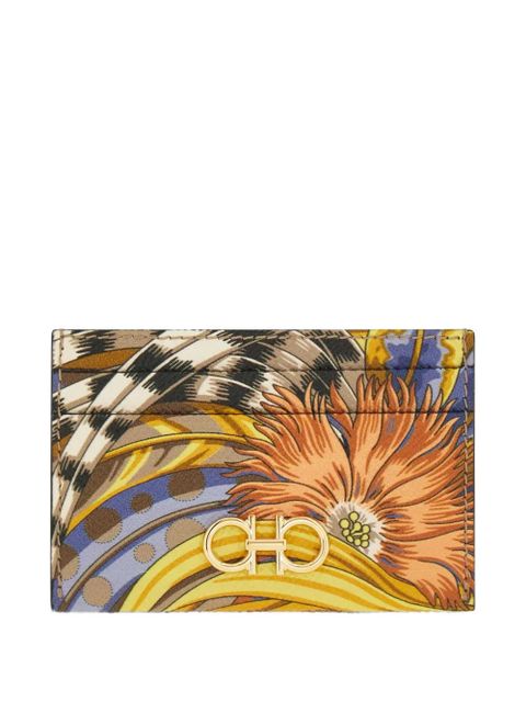 Ferragamo floral logo card holder - Yellow - zdjęcie produktu nr 1
