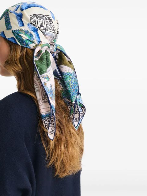 Longchamp Jardin Parisien silk scarf - Blue - zdjęcie produktu nr 2