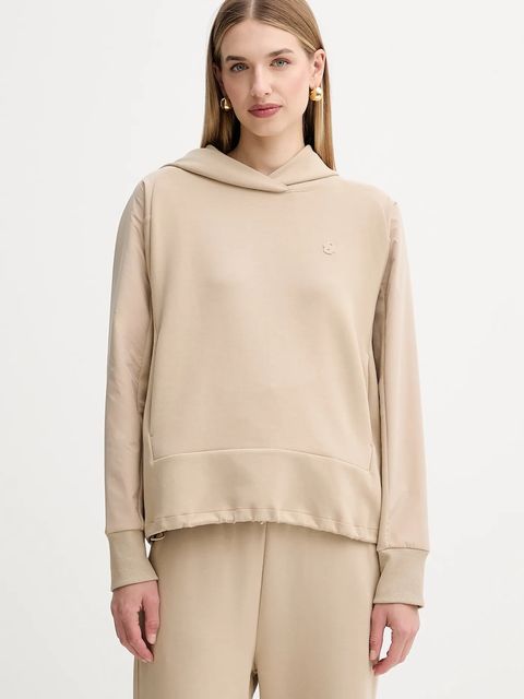 BOSS bluza damska kolor beżowy z kapturem gładka 50553638 - zdjęcie produktu nr 1