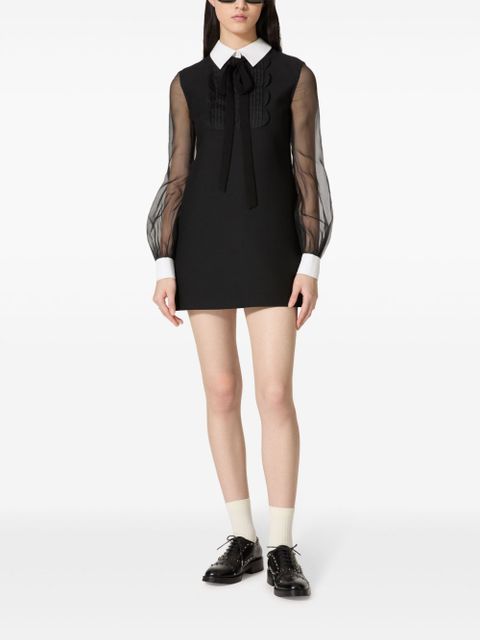 Valentino Garavani sheer sleeves silk dress - Black