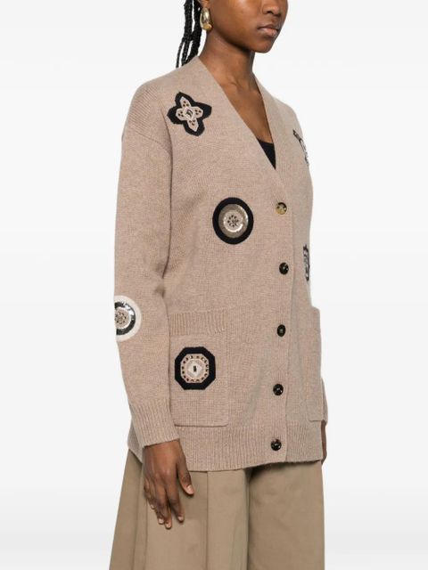 Max Mara Gioire appliquéd pocket cardigan - Neutrals