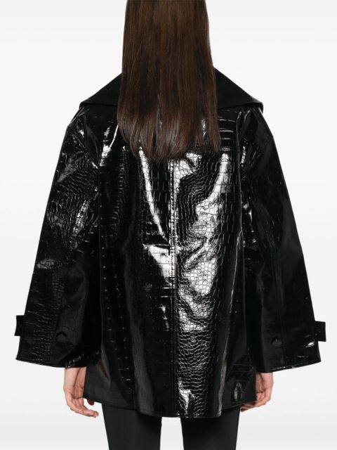 GANNI croc-embossed jacket - Black