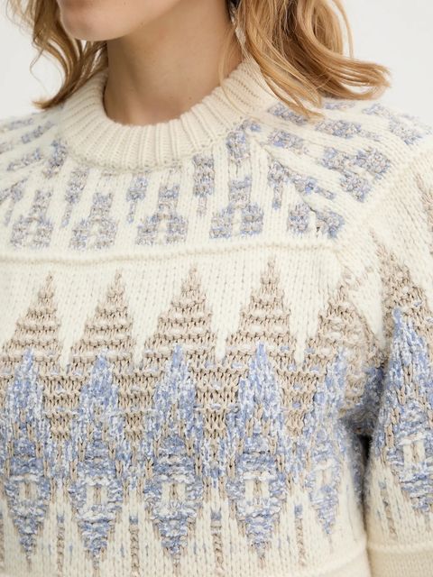 BOSS Orange sweter z dodatkiem wełny damski kolor beżowy 50551269