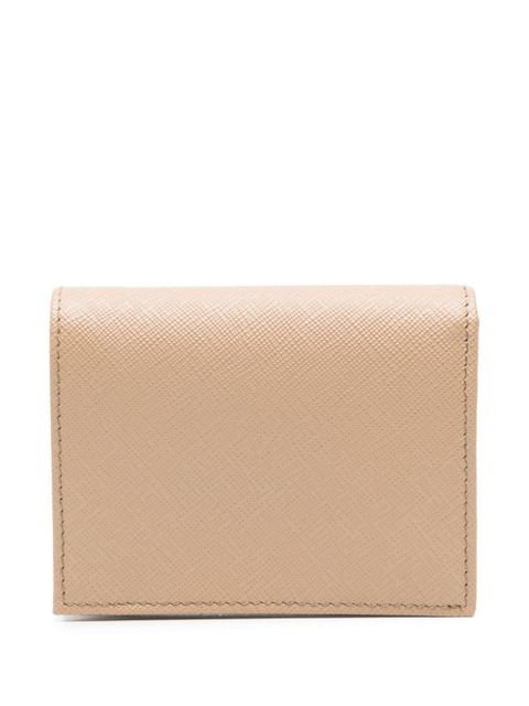 Prada small triangle-logo plaque leather wallet - Neutrals