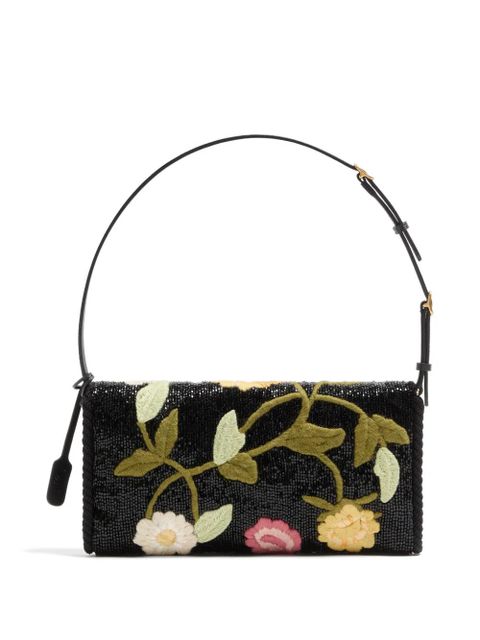 Valentino Garavani Valentino Garavani DeVain Small Embroidered Shoulder Bag - Black