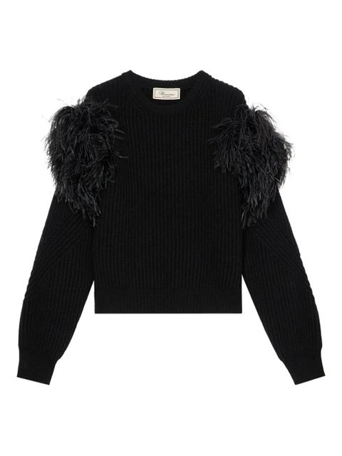 Blumarine feather-embellished knitted sweater - Black - zdjęcie produktu nr 1