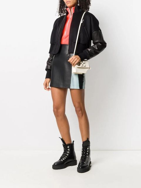 Off-White graffiti detail mini leather skirt - BLACK WHITE - zdjęcie produktu nr 2