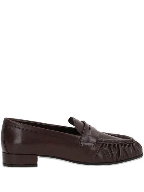 Prada pleated leather loafers - Brown - zdjęcie produktu nr 1