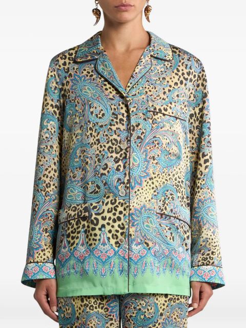 ETRO paisley animal-print twill shirt - Blue