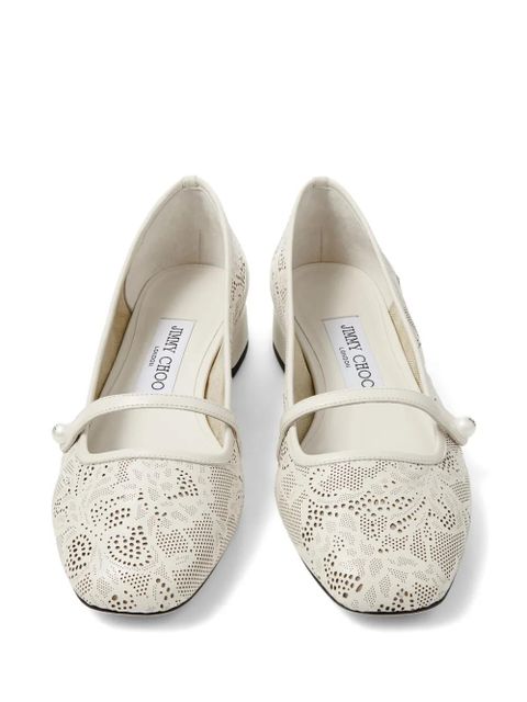 Jimmy Choo Elisa pearl laser-cut ballerina - White