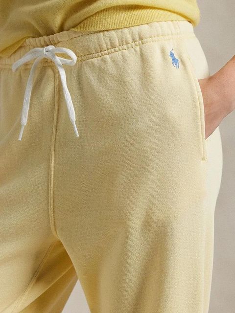 Polo Ralph Lauren spodnie dresowe bawełniane kolor żółty gładkie 211935585 - zdjęcie produktu nr 2