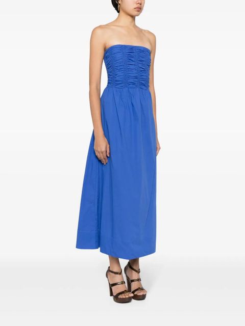 Faithfull the Brand Dominquez organic cotton strapless dress - Blue