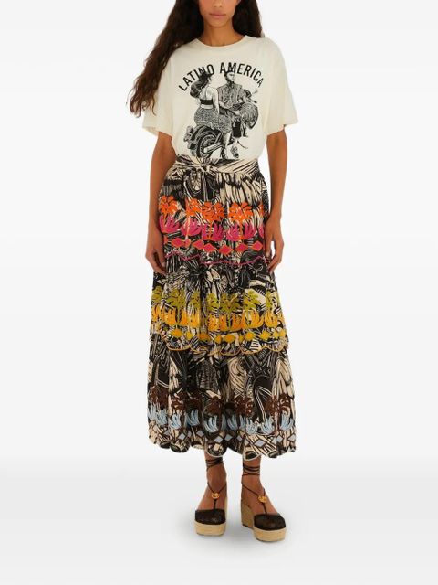 FARM Rio tiered print skirt - Black - zdjęcie produktu nr 2